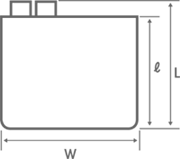 薄形リチウム電池の寸法図