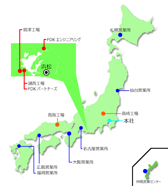 会社紹介 国内拠点 グループ会社含む 国内拠点地図 Fdk