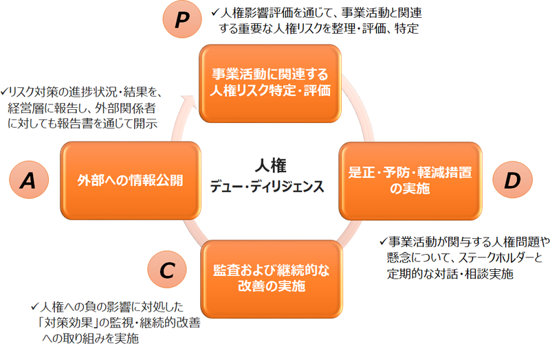 「人権デュー・ディリジェンス」の仕組み（PDCAプロセス）