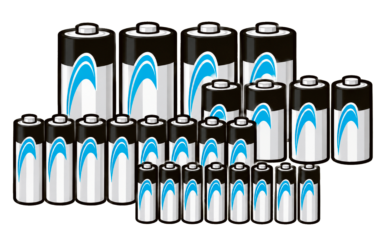 備蓄する乾電池のイメージイラスト（実際の製品写真・本数ではありません）