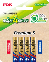 富士通アルカリ乾電池 Premium S「サスティナパック」単4形4個ブリスターパック